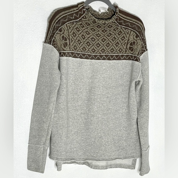 Free People Snow Bunny Fair Isle Sweater. Gray & Taupe. Size XS - Picture 3 of 11